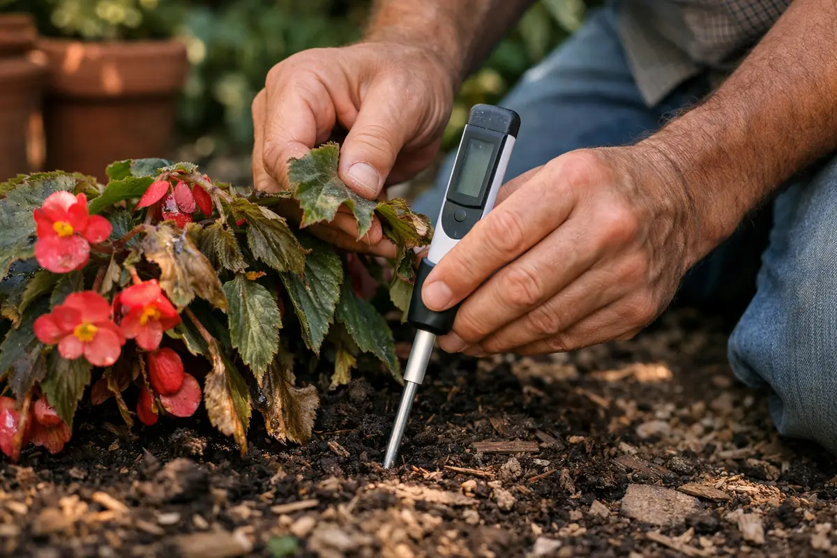 why are my begonias drooping after test soil moisture for drooping symptoms