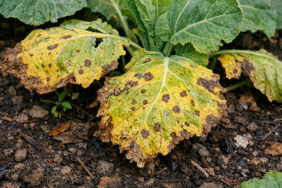 why are my collard green with visible browning or spots on leaves