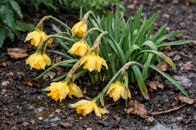 why are my daffodils drooping after wilting visibly in real garden soil