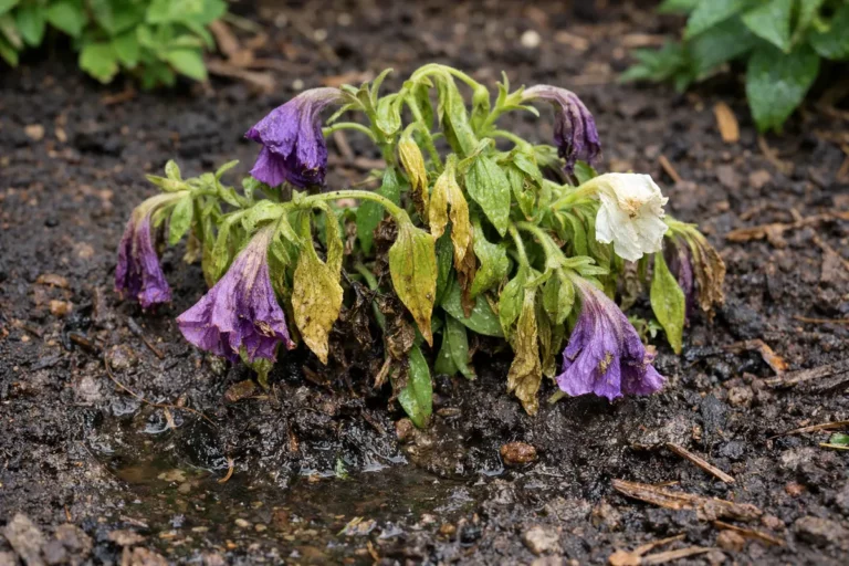 why are my petunias stunted after wilting visibly in real garden soil