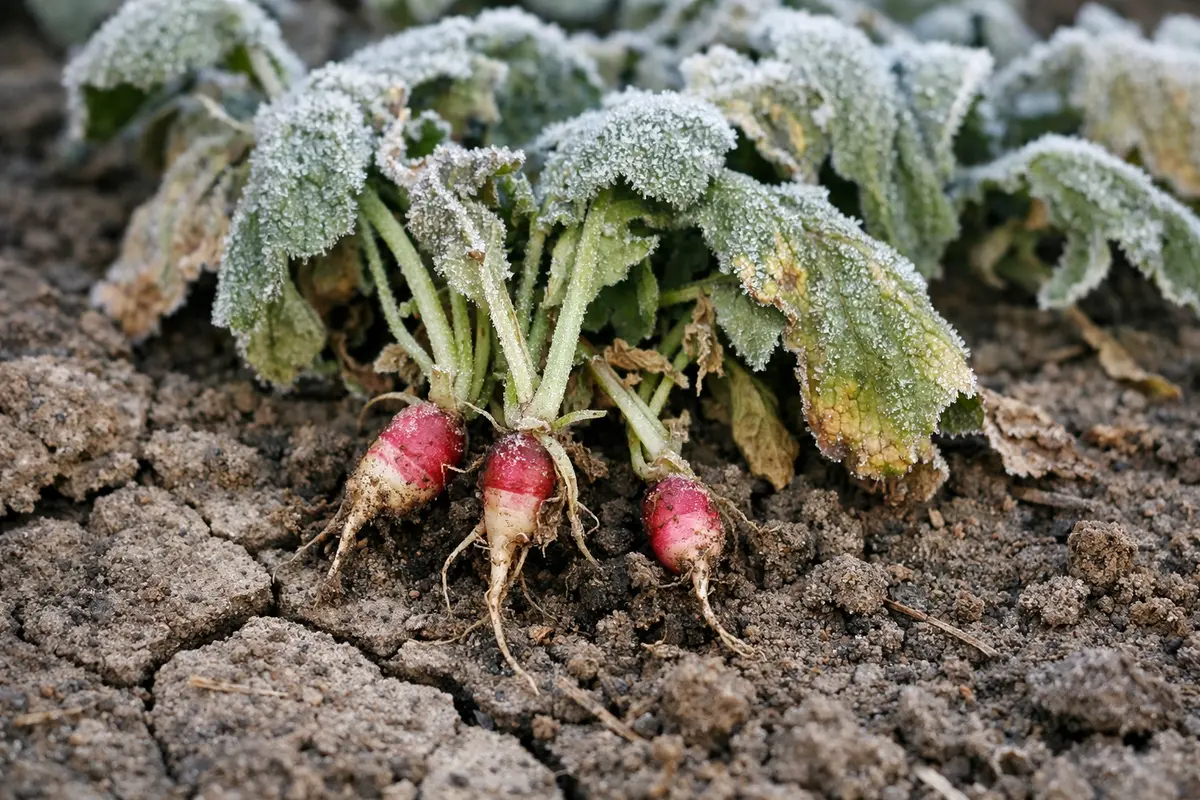 why are my radish roots showing stress from sun and dry soil