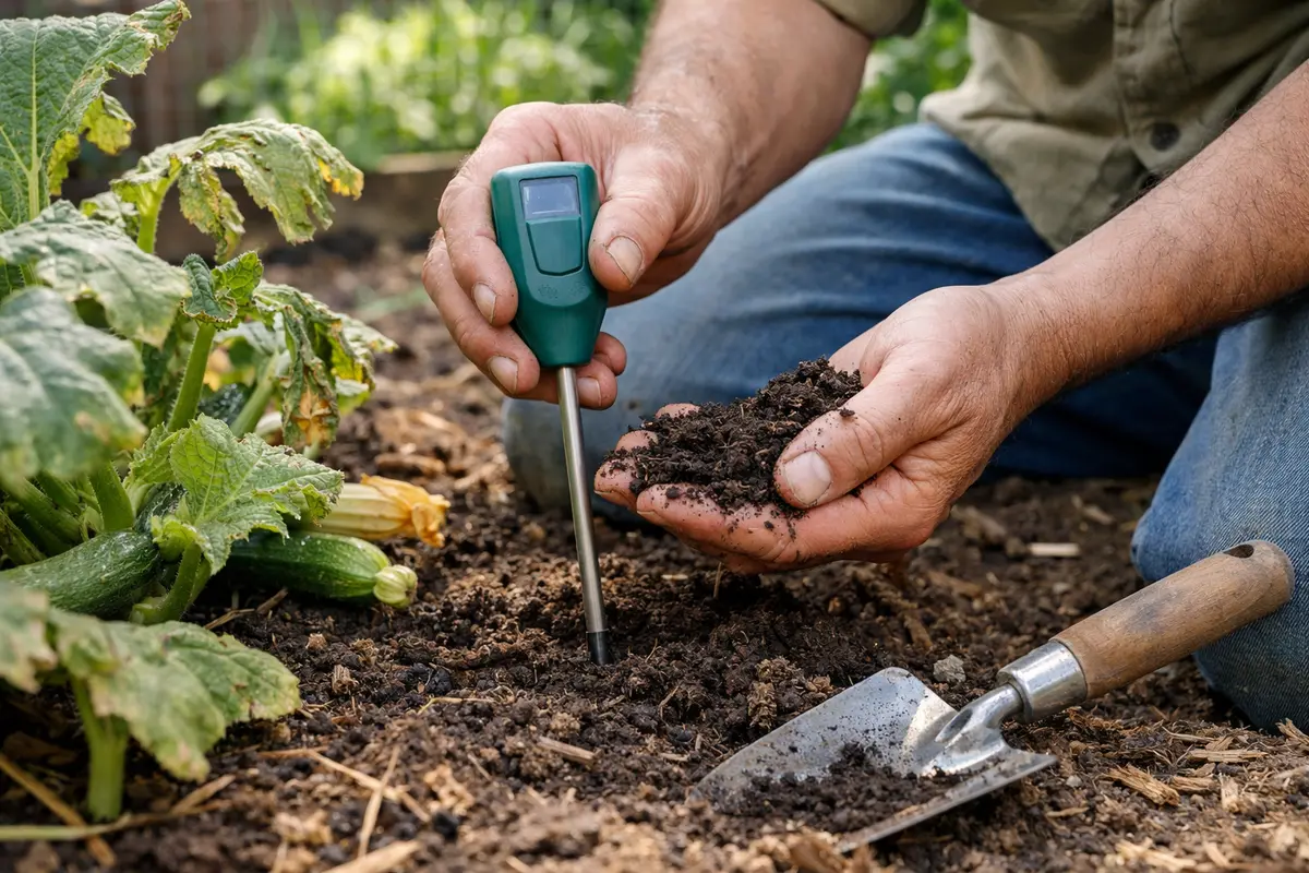why are my zucchini leaves test soil moisture before treating for drought