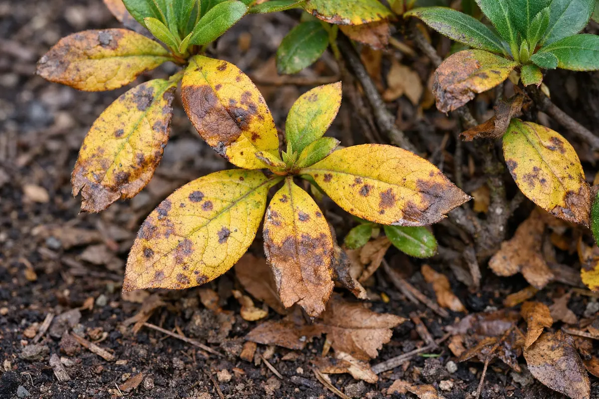 why do my azalea leaves with visible browning or spots on leaves