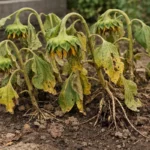 why do my sunflower heads droop wilting visibly in real garden soil