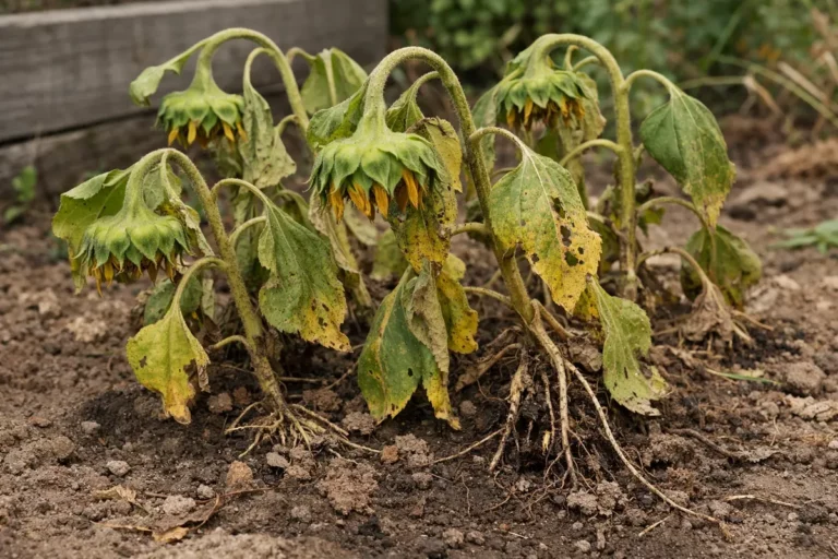 why do my sunflower heads droop wilting visibly in real garden soil