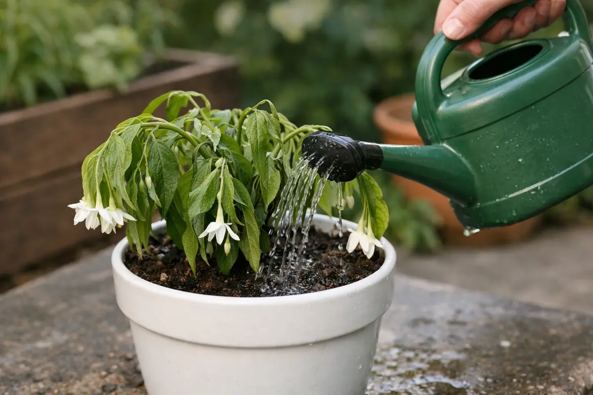 Step 4 – Water Jasmine Properly to Avoid Overwatering Why does my jasmine droop after overwatering Section illustration.