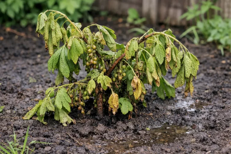 why is my currant bush wilting wilting visibly in real garden soil