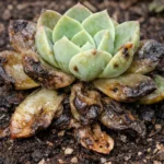 why is my succulent turning with visible browning or spots on leaves