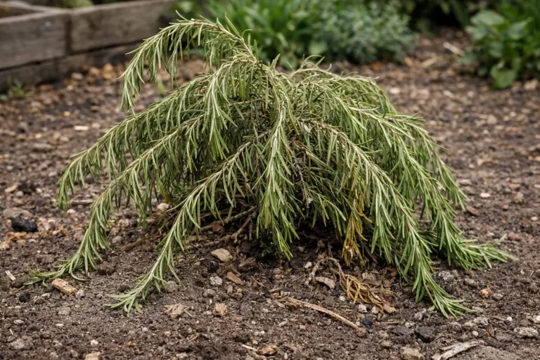 fixing drooping rosemary after wind exposure wilting visibly in real garden soil