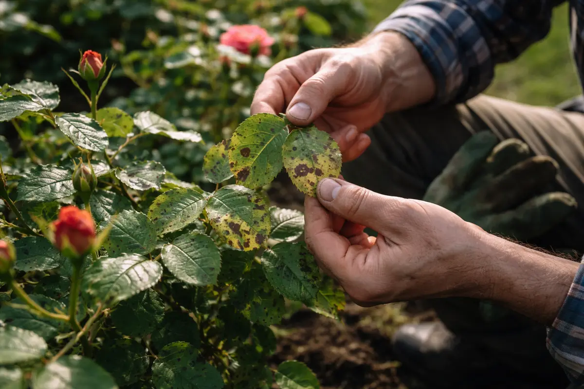 fixing leaf spots on my inspect rose leaves for new spots weekly