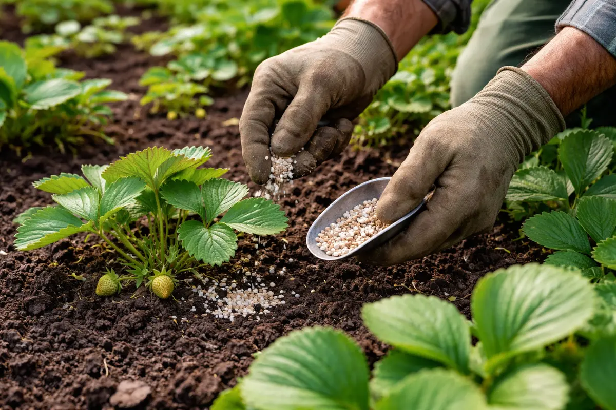 fixing stunted growth in strawberry plants from poor fertilize underperforming strawberry crowns