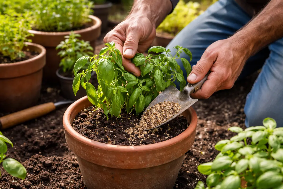 fixing wilting herbs in pots after heat revive basil by adding nutrients