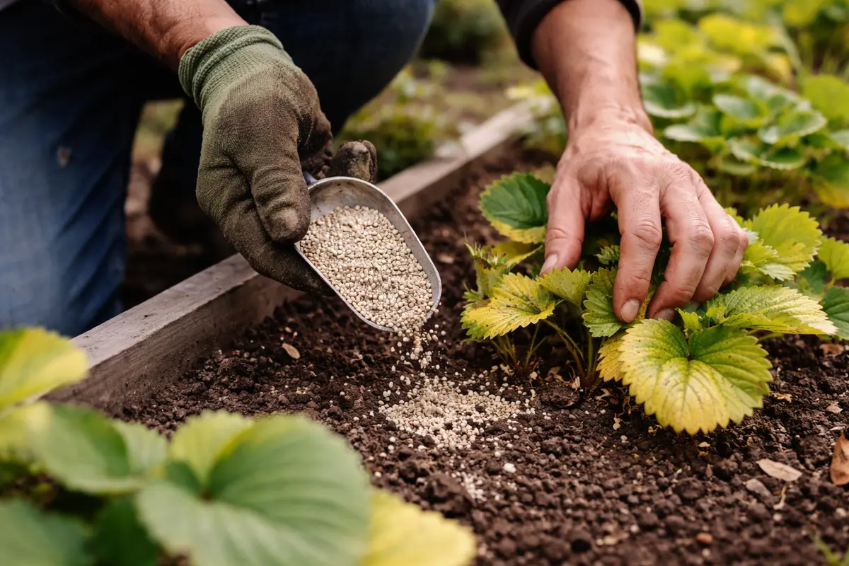 fixing yellowing leaves on strawberry plants fertilize to revive yellowing strawberry foliage