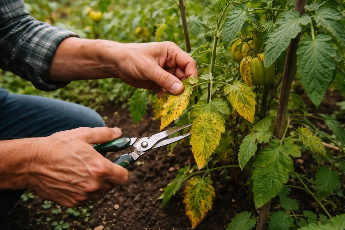 fixing yellowing leaves on tomato plants after trim yellow tomato leaves promptly