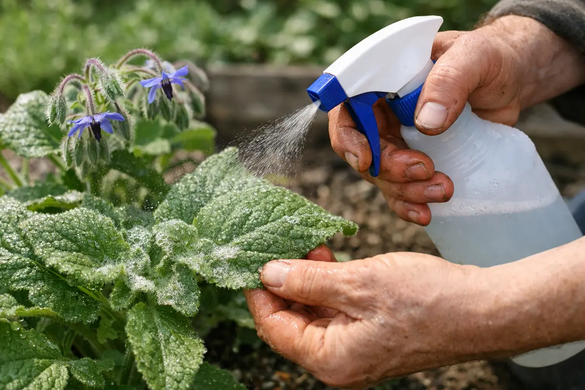 how to control pests on borage spray soapy water on borage leaves