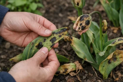 how to fix black spots on with damaged foliage in outdoor soil