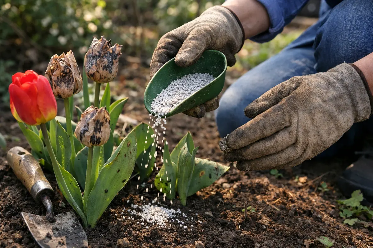 how to fix black spots fertilize tulips to encourage growth after frost