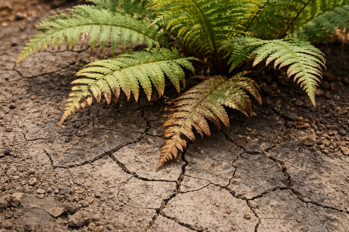 how to fix brown leaf with cracked dry soil around the plant