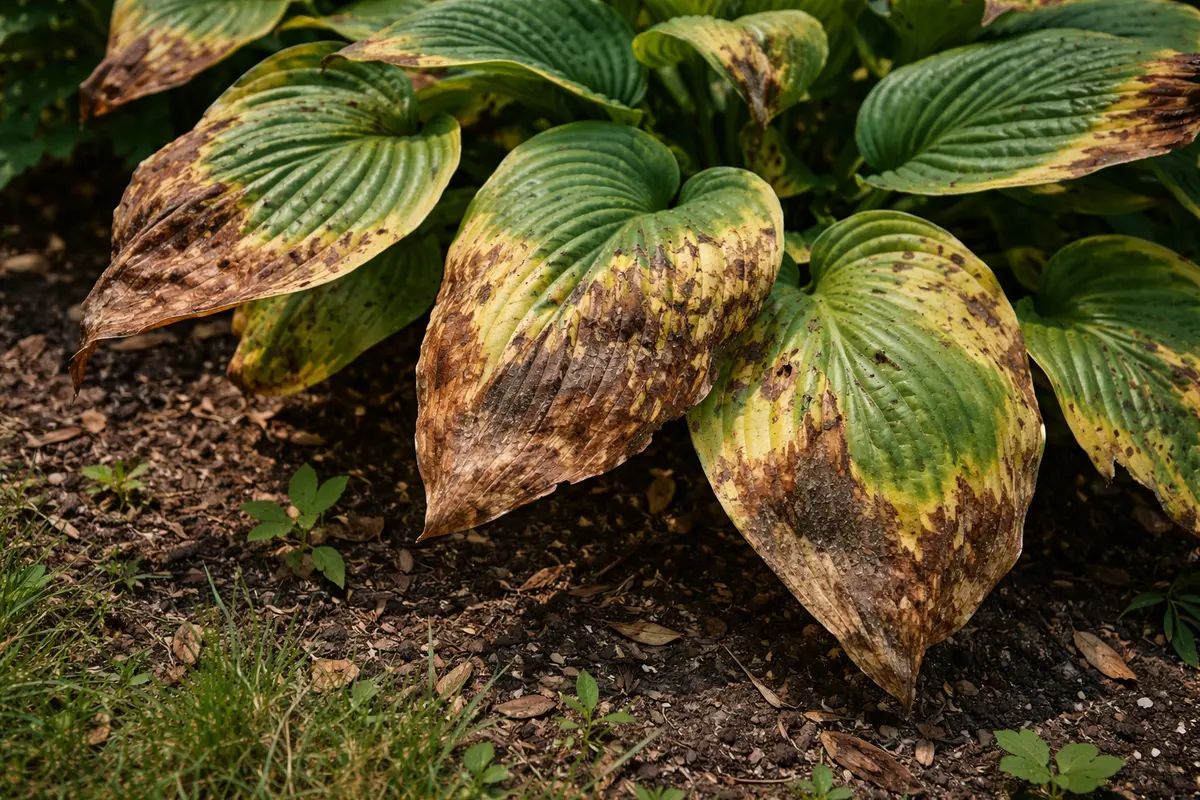 how to fix brown patches with visible browning or spots on leaves