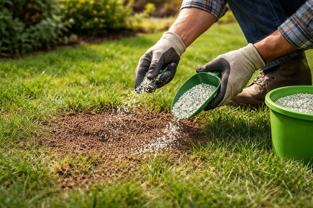 how to fix brown patches on fertilize brown areas to stimulate growth