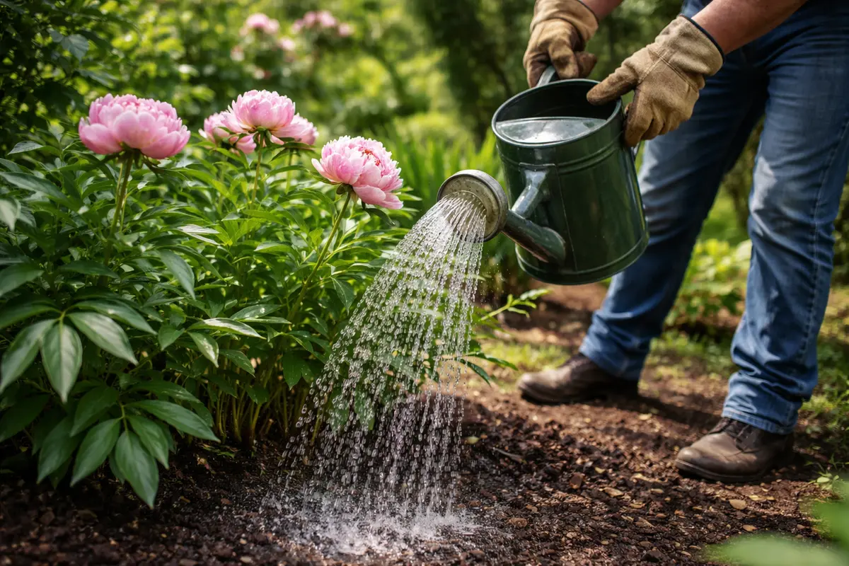 how to fix compacted soil around water generously to aid peony recovery