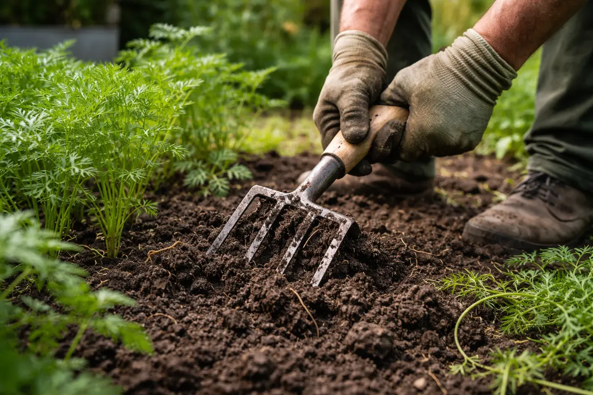 how to fix compacted soil for aerate carrot beds after heavy rain