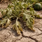 how to fix curling leaves with cracked dry soil around the plant
