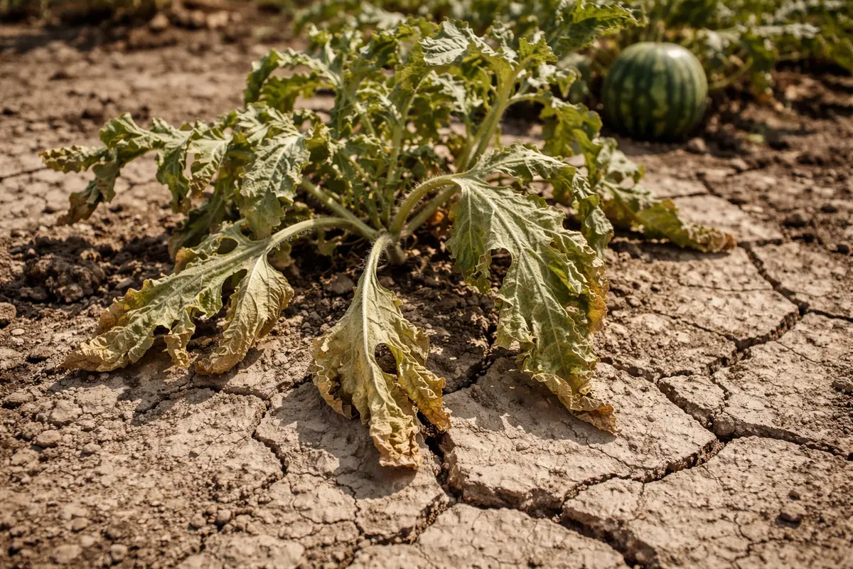 how to fix curling leaves with cracked dry soil around the plant