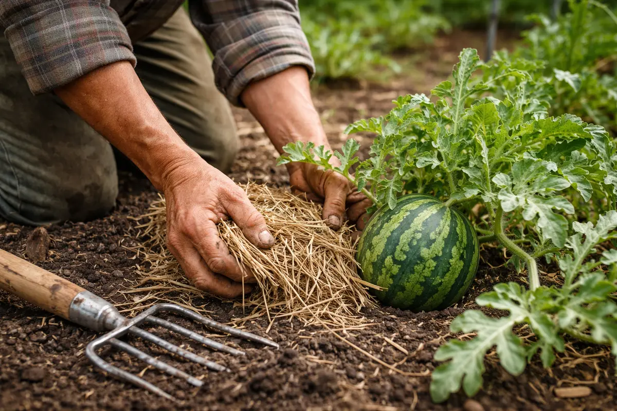 how to fix curling leaves mulch around watermelon roots during dry spells
