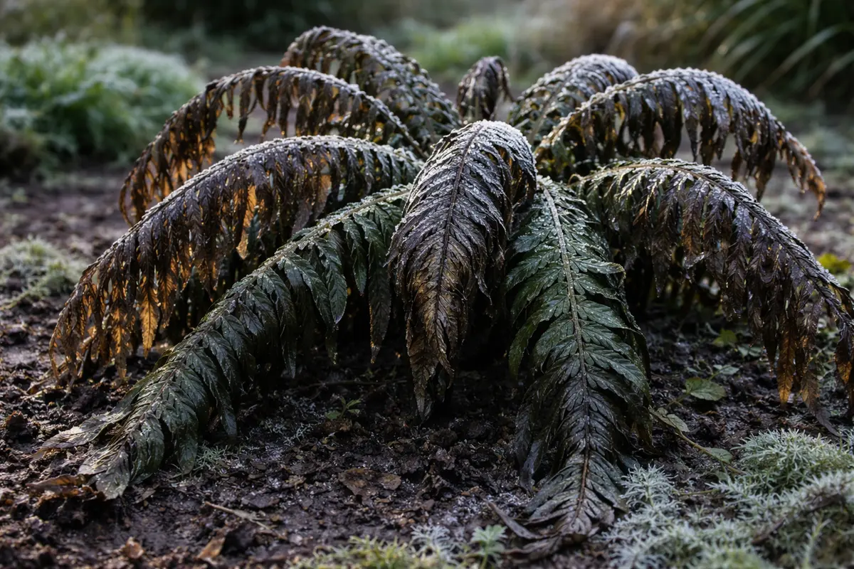 how to fix drooping ferns after with cold-damaged leaves in the garden