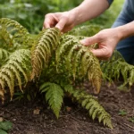 how to fix drooping ferns after with damaged foliage in outdoor soil
