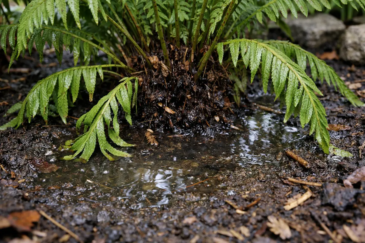 how to fix drooping ferns after with wet soil around the base
