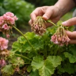 how to fix drooping geraniums during with damaged foliage in outdoor soil