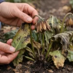 how to fix drooping gerbera daisies with damaged foliage in outdoor soil