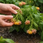 how to fix drooping lantana flowers with damaged foliage in outdoor soil