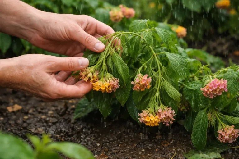 how to fix drooping lantana flowers with damaged foliage in outdoor soil