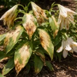 how to fix drooping lilies with scorched leaf edges in harsh sun