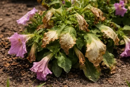 how to fix drooping petunias with scorched leaf edges in harsh sun