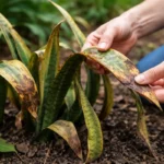 how to fix drooping snake plants with damaged foliage in outdoor soil
