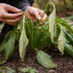 how to fix drooping stems on with damaged foliage in outdoor soil