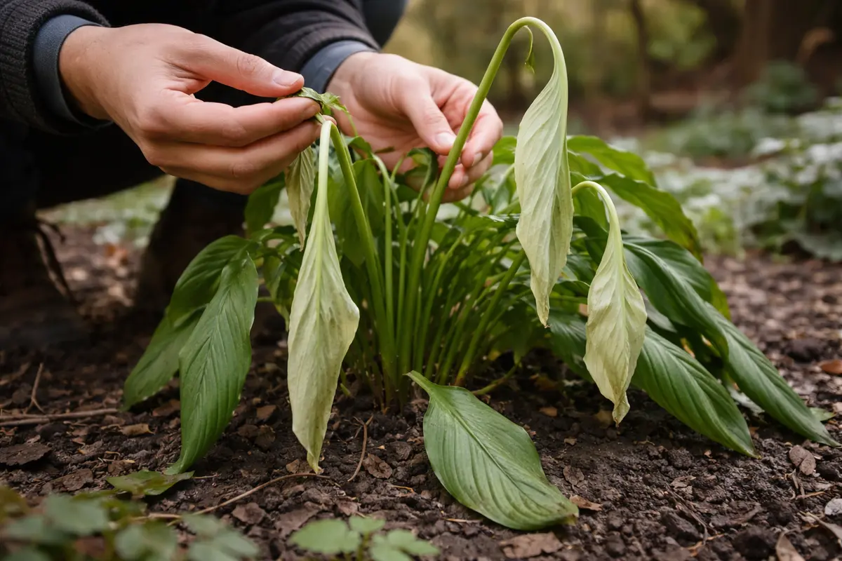 how to fix drooping stems on with damaged foliage in outdoor soil