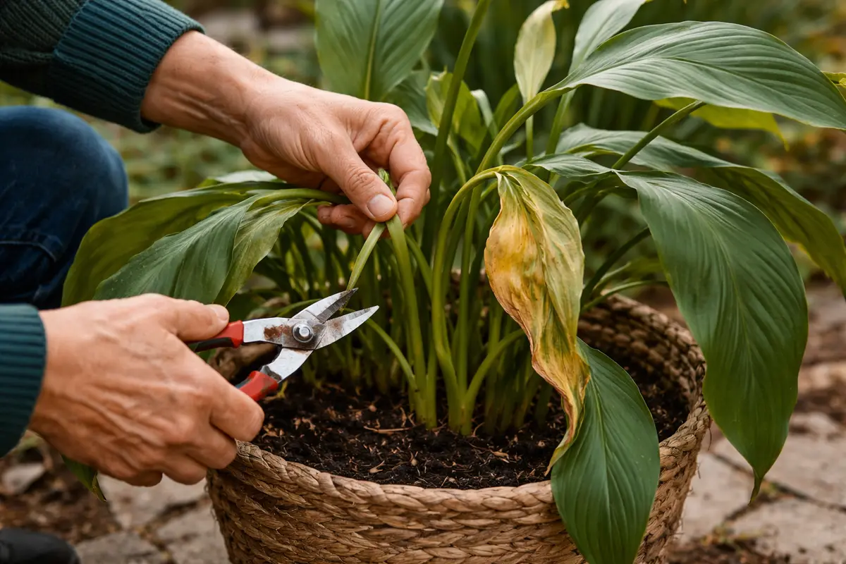 how to fix drooping stems on indoor prune peace lily stems immediately