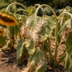 how to fix drooping sunflowers with scorched leaf edges in harsh sun