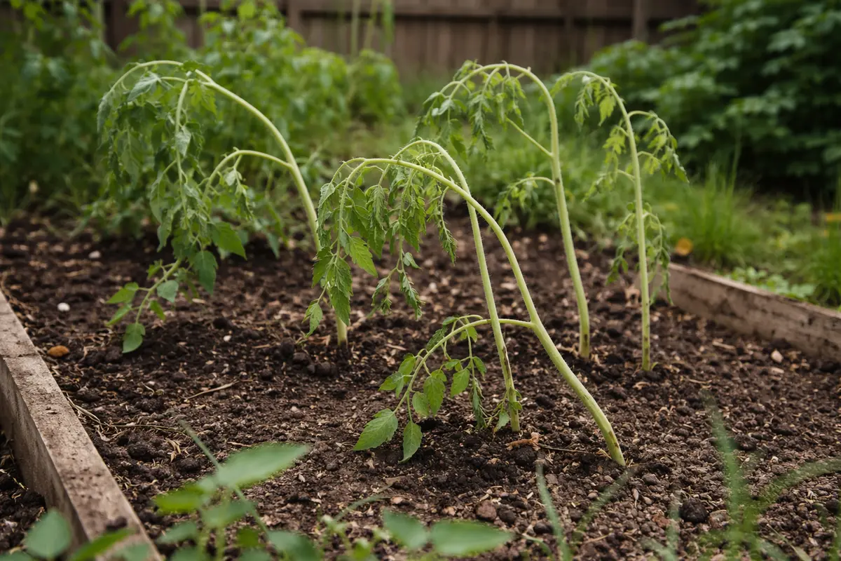 how to fix leggy growth in wilting visibly in real garden soil