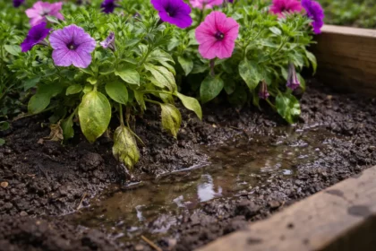 how to fix poor drainage around with wet soil around the base