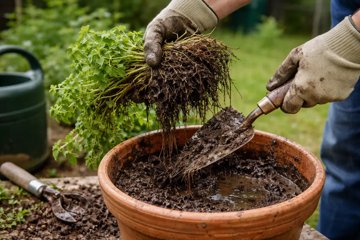 how to fix poor drainage in potted dig out waterlogged oregano roots