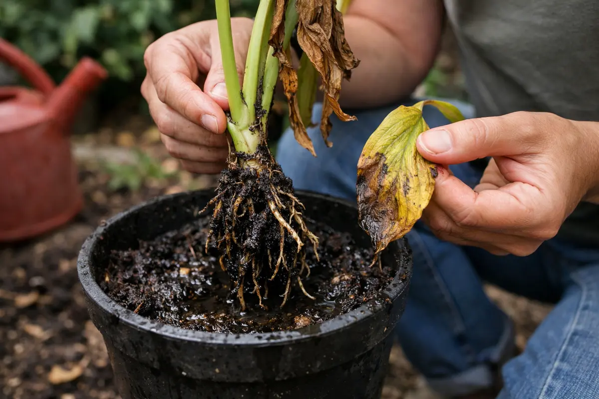 how to fix root rot in with damaged foliage in outdoor soil