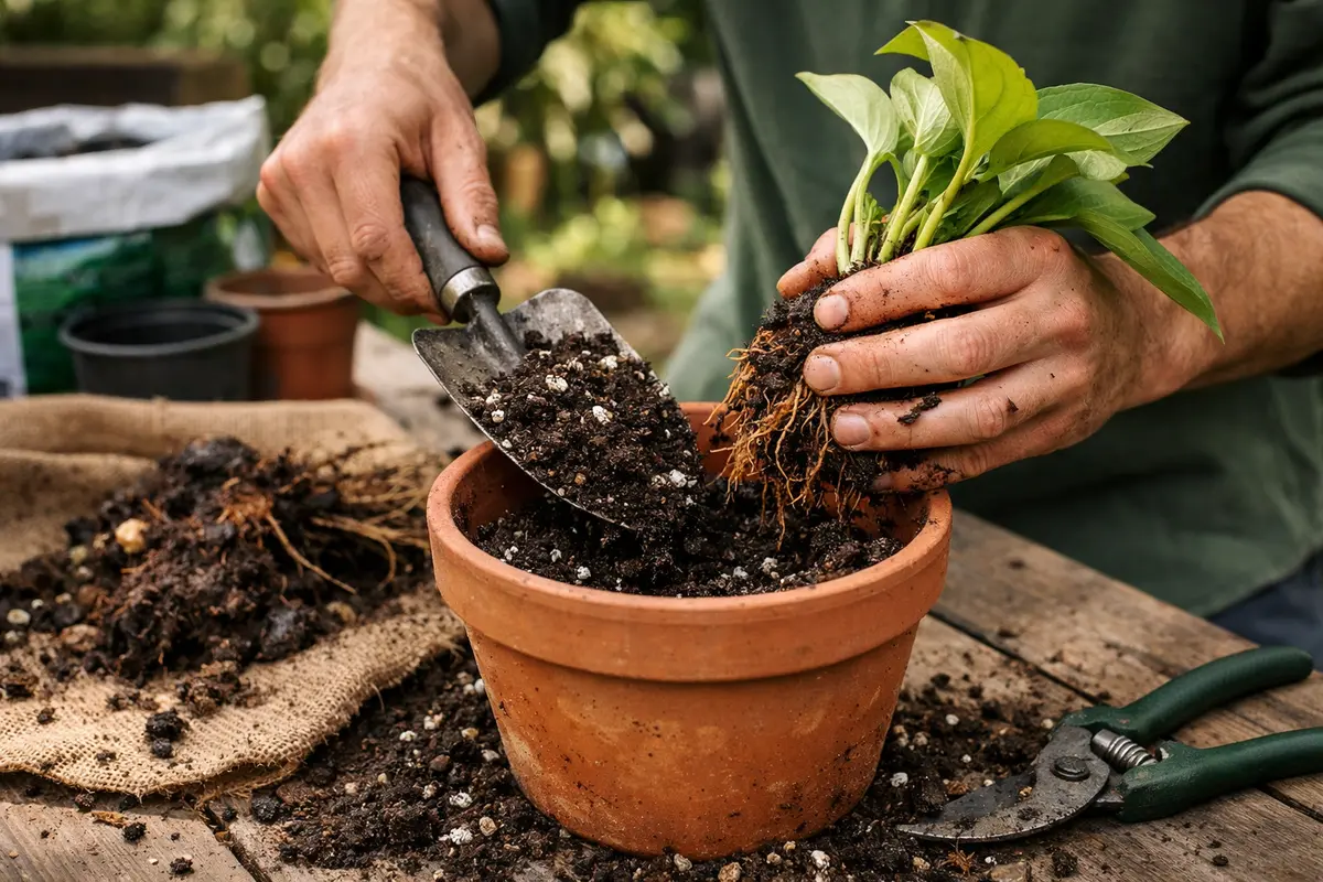 how to fix root rot in repot plant with fresh soil mix