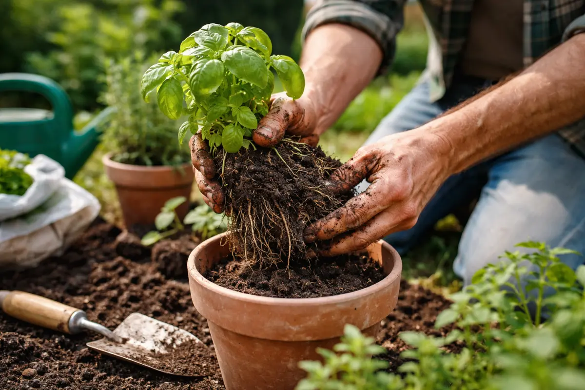 how to fix root rot replant herbs in fresh soil for recovery