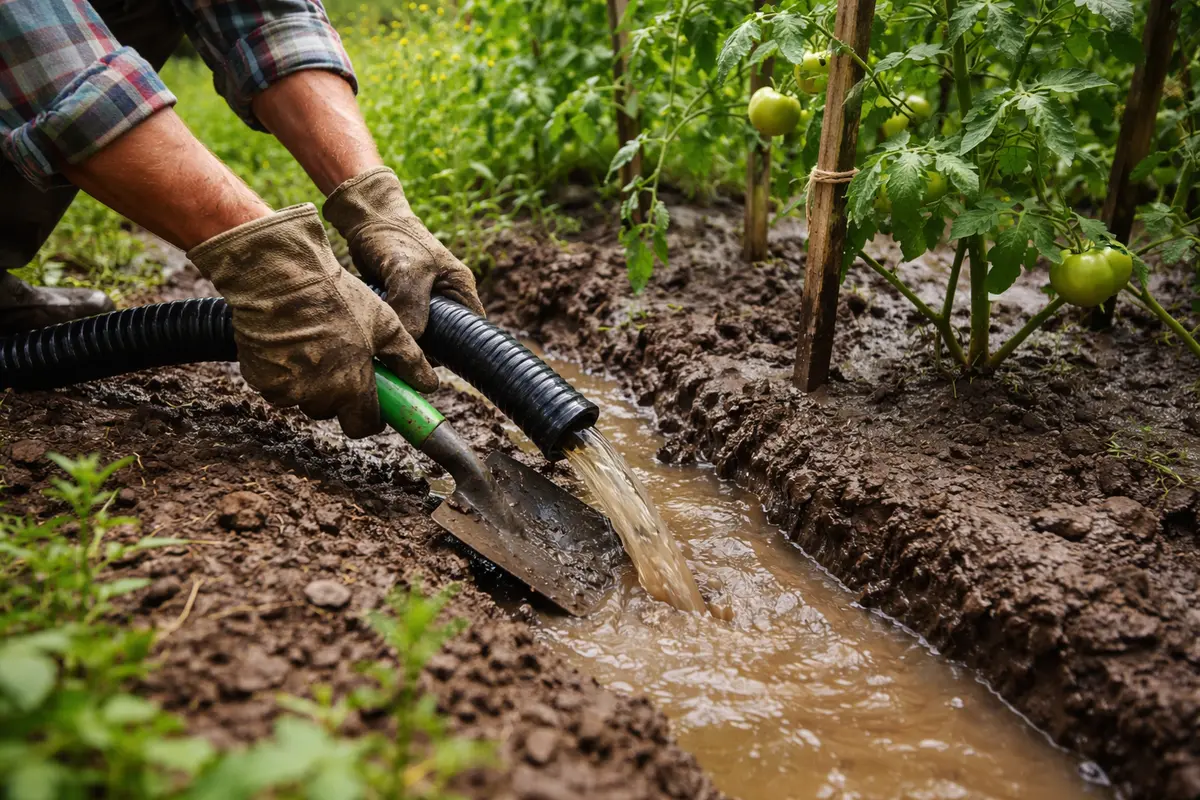 how to fix soggy soil around drain excess water from tomato beds
